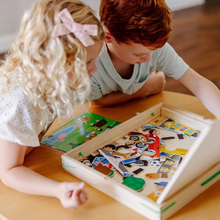 Melissa & Doug Wooden Magnetic Matching Picture Game With 119 Magnets and Scene Cards - Image 7