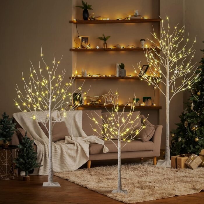 LIGHTSHARE 4 feet 6 feet and 8 Feet Birch Tree,Warm White, for Home,Pack of 3, Festival, Party, and Christmas Decoration, Indoor and Outdoor Use - Image 4