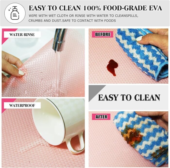 10Pcs Refrigerator Liners, Washable Fridge Liner Shelf Mats Refrigerator Pads for Cupboard Cabinet Drawer Home Kitchen Accessories Organization (Pink) - Image 4