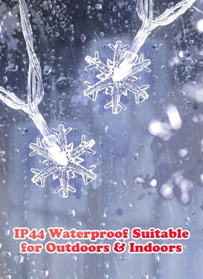 Christmas Snowflakes Light, Snowflakes Holiday Lights with Battery Operated, Waterproof Shatterproof Snowflake Decorative Xmas Fairy Lights for Outdoor Xmas Decor (Pure White, 2 Pack) - Image 3