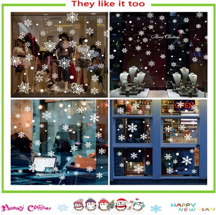 321PCS Snowflake Window Clings for Glass Windows, 9 Sheets Christmas Window Clings for Glass Windows, Winter Window Clings, Xmas Window Clings, Christmas Decorations for Office Clearance Indoor - Image 5