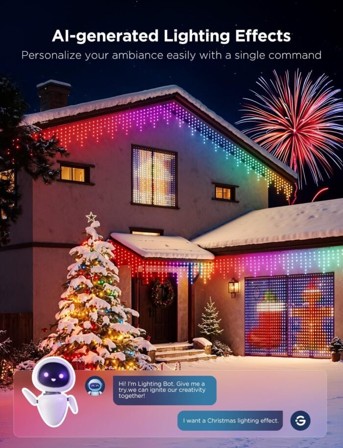 Govee Christmas Lights 2, RGBWIC 66FT 200LEDs Christmas Tree Lights with Shape Mapping Function, Smart Holiday String Lights for Christmas Decor, 130+ Preset Scenes, Voice and APP Control, Green Wire - Image 3