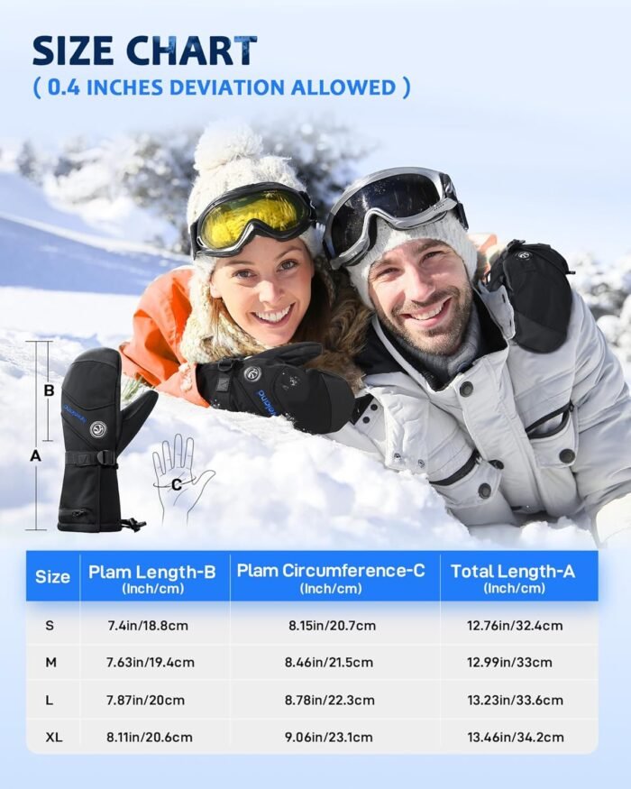Heated Mittens Gloves for Men Women, 4800mAh Rechargeable Electric Battery Heated Glove for Ski Snowboarding Fishing - Image 2