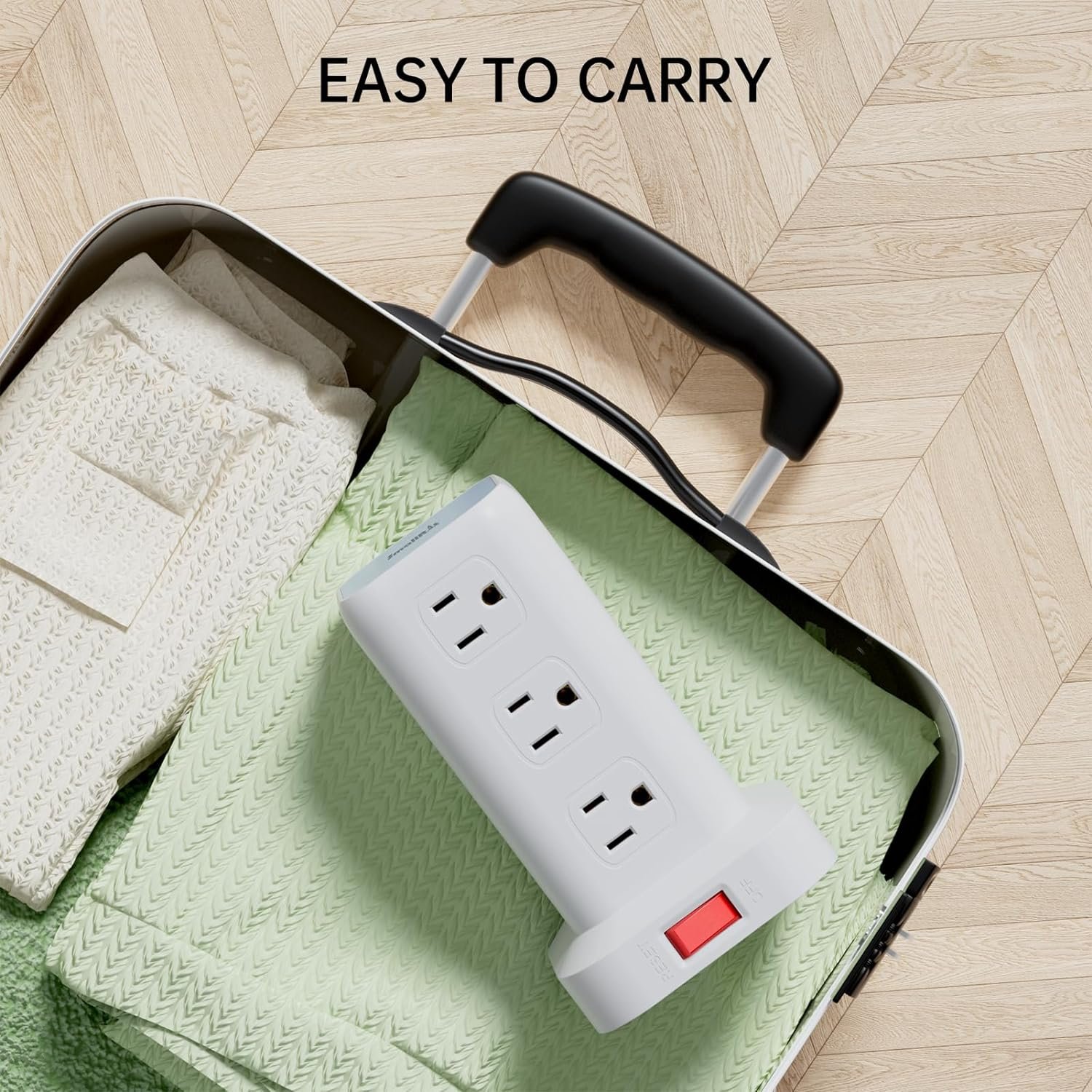 PD20W Power Strip Tower Surge Protector Power Strip with USB 12 Outlets with 4 USB Ports (1 USB C), Flat Plug 10FT Extension Cord Multi Plug Outlet Extender Overload Protection for Home Office - Image 6
