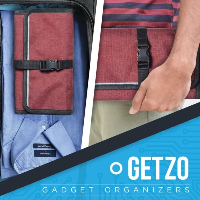 FATMUG Travel Organizer Bag For Small Electronic and Accessories -Gadgets Kit Case Pouch - Maroon - Image 6