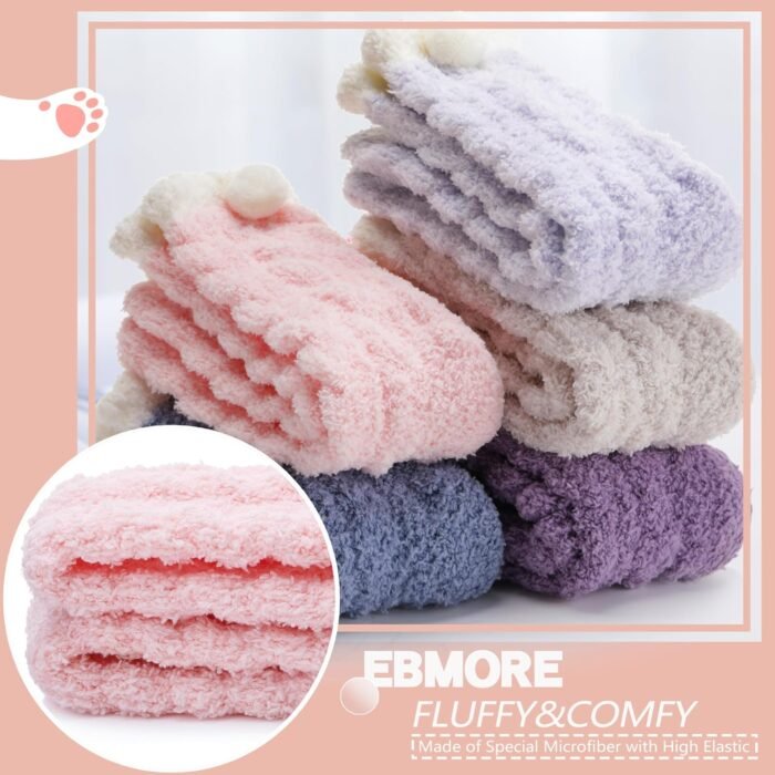 EBMORE Womens Fuzzy Socks Slipper Fluffy Cozy Comfy Cabin Plush Warm Winter Sleep Home Soft Socks - Image 4
