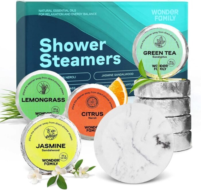 Shower Steamers Aromatherapy + Stone Tray - 8 Pack Shower Bombs for Women & Men - Shower Essentials for Women - SPA Gifts for Women with Green Tea Eucalyptus for Shower - Shower Tablets Aromatherapy - Image 7