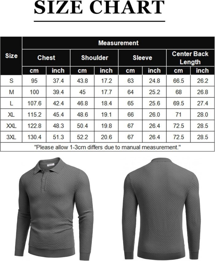 COOFANDY Men's Knit Polo Shirts Long Sleeve Sweater Polo Lightweight Fashion Casual Collared T Shirts - Image 7
