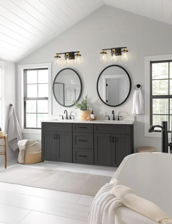 L LOHAS LED 3-Light Black and Gold Bathroom Light Fixtures,Modern Bathroom Lighting Fixtures Over Mirror with Clear Glass Shade, Bathroom Vanity Lights for Bathroom, ETL Listed - Image 6