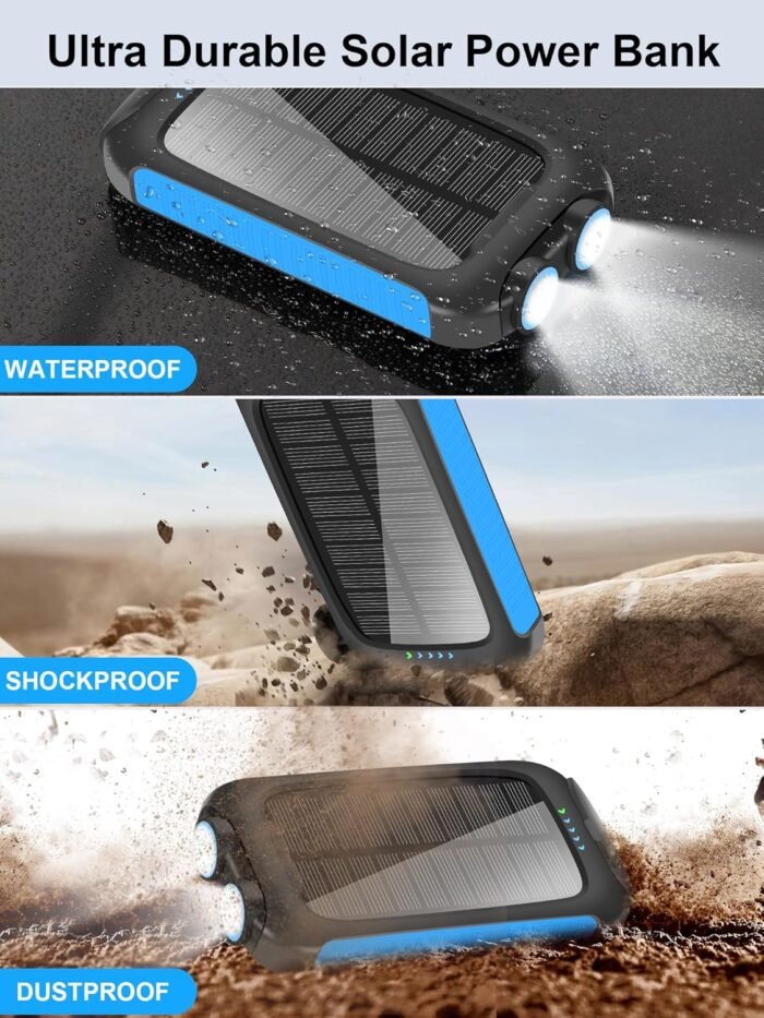 𝟮𝟬𝟮4 𝙐𝙥𝙜𝙧𝙖𝙙𝙚 Solar Power Bank -38800mAh Waterproof Portable Solar Phone Charger with LED Flashlight/Fast Charge USB C External Backup Battery Pack for All Cell Phones & Electronic Devices - Image 8