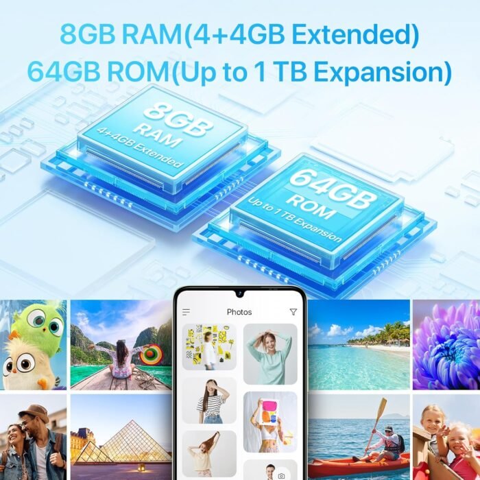 UMIDIGI G9A Cell Phone, Android 14 Go Unlocked Phone, 8GB+64GB/TF 1TB Expend Octa-Core, 4G Dual SIM Card, 3.5mm Headphone Jack Phones 6.75"HD+Display AI Face Unlock Android Phone, 5000mAh, GPS(Green) - Image 3