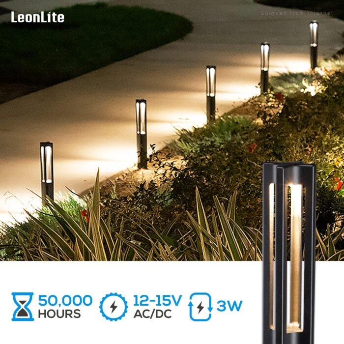 LEONLITE 12-Pack Low Voltage Landscape Lights, Unique Lighting Effects LED 172LM 3W 12-15V AC/DC, IP65, Aluminum Outdoor Driveway/Pathway Light, 3000K Warm White, Black Finish - Image 8