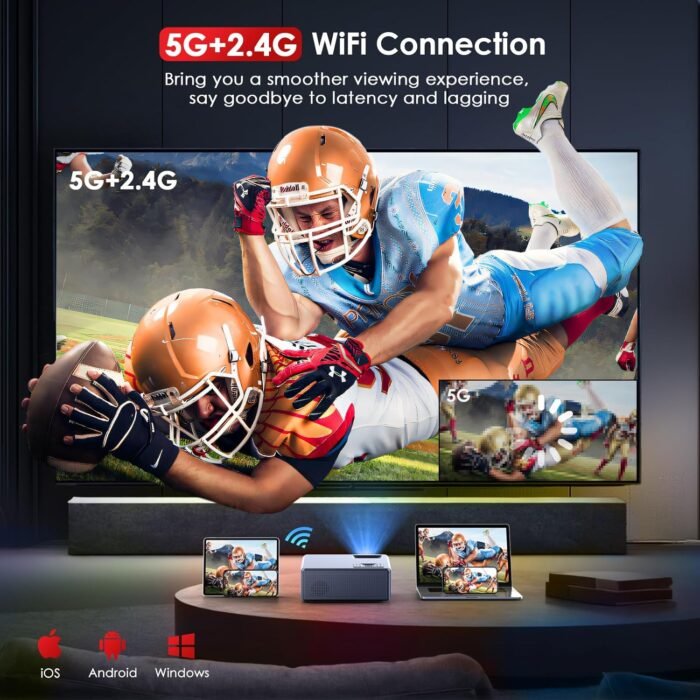 [Electric Focus] 4K Projector with 5G WiFi and Bluetooth, 15000L JOWLURK Projector, Outdoor Movie Projector, Home Mini Theater Portable Projector for iPhone/TV/Android Stick/HDMI/USB/Laptop/DVD/PS5 - Image 3