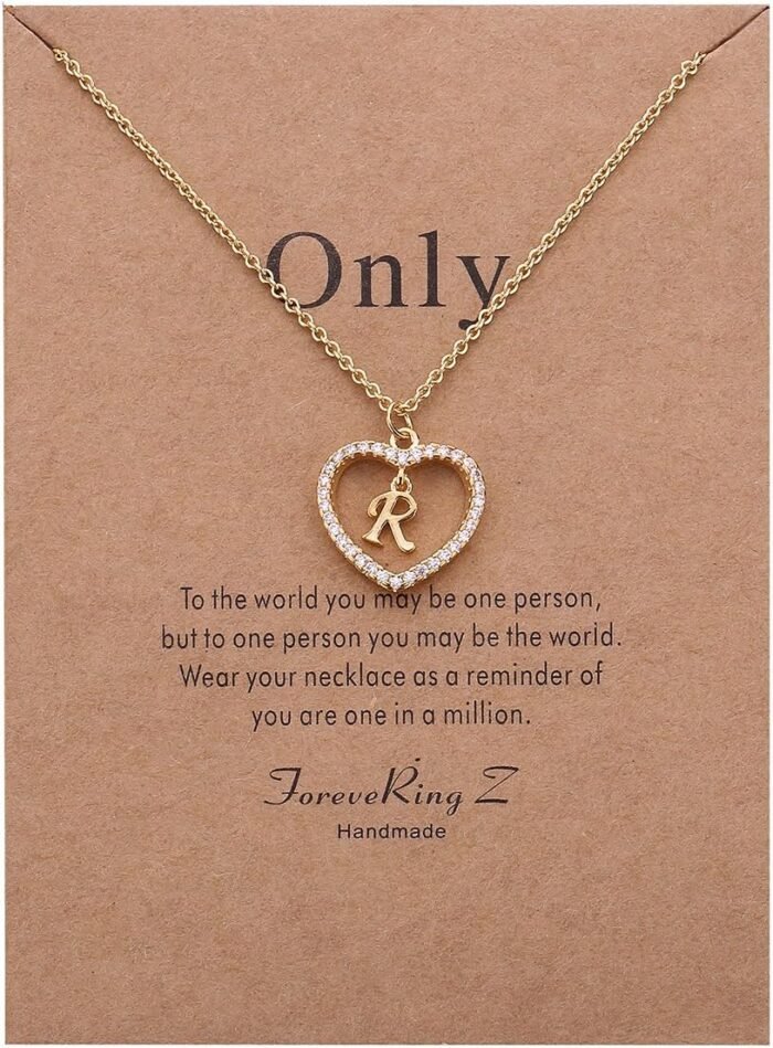 Letter Pendant Necklace A-Z Name Necklace Initial Necklace Women Jewelry Message Card - Image 2