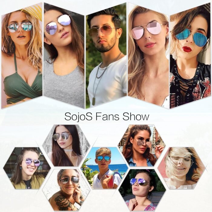 SOJOS Classic Aviator Sunglasses for Women Men Metal Spring Hinges SJ1030 - Image 3