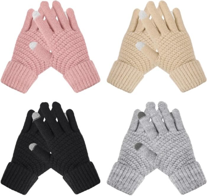 Premillow Winter Gloves Womens, Touchscreen Gloves for Women, Warm Gloves with Elastic Cuff Knit Gloves for Cold Weather