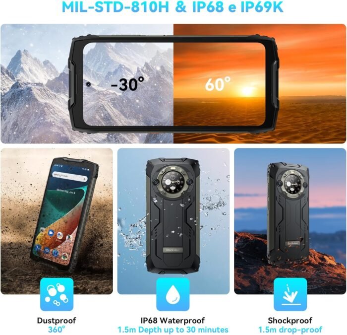 Blackview Phone BV9300Pro 24GB+256GB, Rugged phone 6.7“ 120Hz with 1.32" Customizable Secondary Screen, 15080mAh Battery 64MP+32MP+8MP Camera, 100LM Flashlight, Android 13 Helio G99,Fingerprint ID/NFC - Image 7