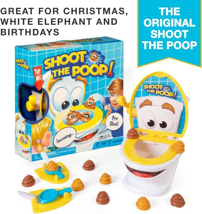 Brybelly The Original Shoot The Poop - Funny Family Game - Fast and Frenzied Flushing Poop Game with Fun Sounds for Kids - Image 2