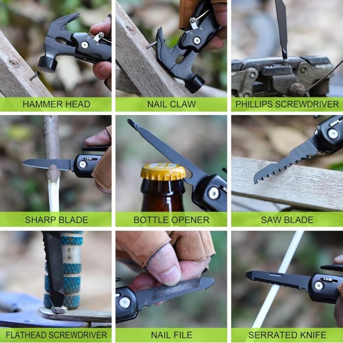 Stocking Stuffers for Men on Christmas - Gifts for Men, Mens Stocking Stuffers 2024 - Christmas Fathers Day Birthday Gifts for Men, Dad, Husband - Multitool Hammer for Camping, Hiking, Survival - Image 4
