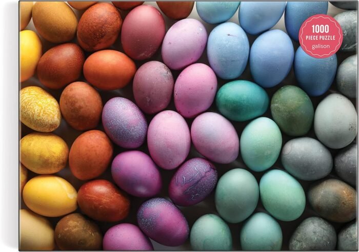 Galison Prismatic Dyed Easter Eggs – 1000 Piece Puzzle Fun and Challenging Activity with Bright and Bold Artwork of Eggs Arranged by Color