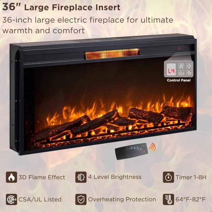 JXQTLINGMU Fireplace TV Stand for 80 Inch TV, Farmhouse Entertainment Center with 36" Fireplace, Modern Media Console with Sliding Barn Door & Storage Drawers for Living Room, Light Brown - Image 4
