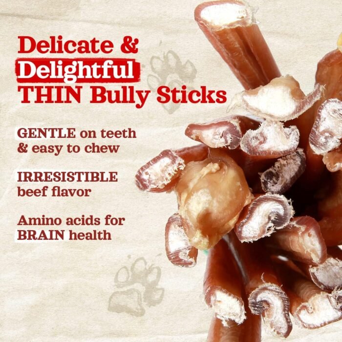 Natural Farm Odor-Free Thin Bully Sticks (12”, 25-Pack) All-Natural Long-Lasting Dog Chews, 100% Beef Pizzle, Grass-Fed, Grain-Free, Protein for Muscle Development & Energy, Perfect for Large Dogs - Image 2
