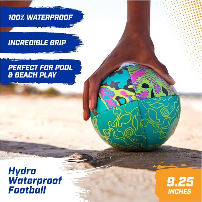 SwimWays Hydro Waterproof Football, Outdoor Games for Adults and Kids, Swimming Pool Accessories and Pool Party Games,9.25 Inches, Blue - Image 3