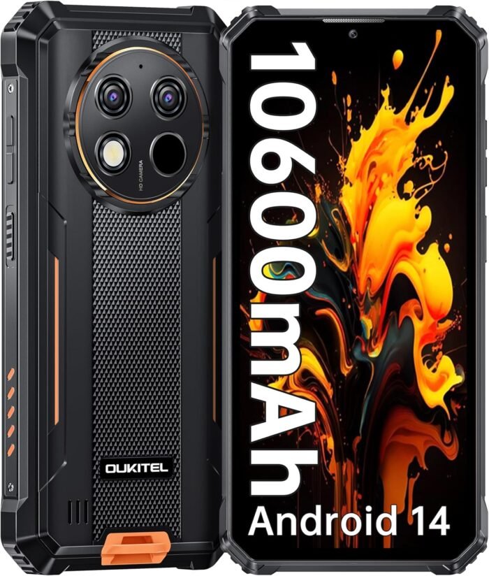 OUKITEL WP28S Rugged Smartphone - Android 14 Rugged Phone Unlocked, Octa Core 16GB 128GB 1TB Expansion,10600mAh Battery IP68 Waterproof Cell Phone, 6.52" FHD+,4G Dual Sim,NFC,OTG,GPS,T-Mobile,BT5.0