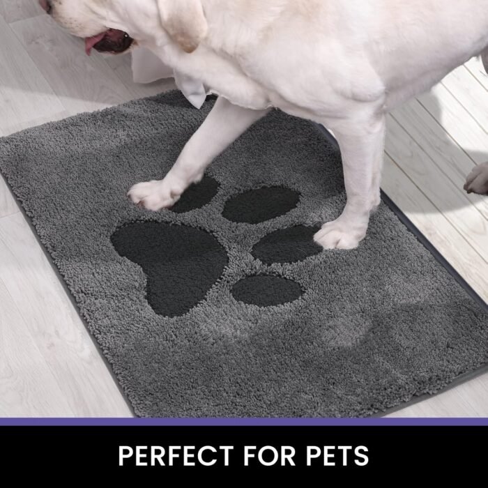 Door Mat Indoor, Dog Mats for Muddy Paws Super Absorbent, Low-Profile Entryway Rug with Non-Slip Backing, Washable Dirty Trapper Inside Entrance Doormat for Shoes, 24" x 36", Gray - Image 6