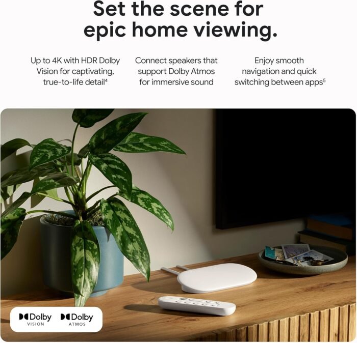 Google TV Streamer 4K - Fast Streaming Entertainment on Your TV with Voice Search Remote - Watch Movies, Shows, Live TV, and Netflix in 4K HDR - Smart Home Control - 32 GB of Storage - Porcelain - Image 3