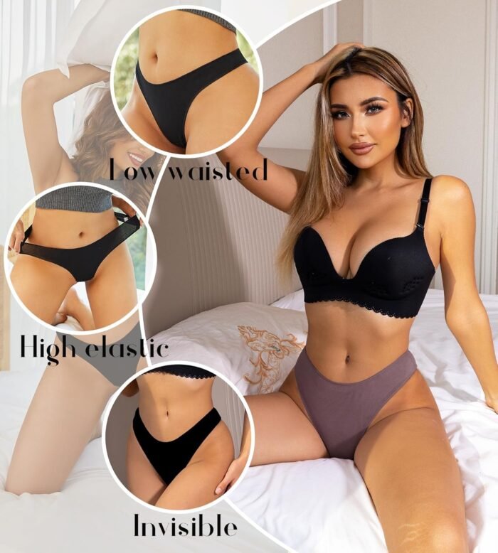 CUTE BYTE Cotton Thongs for Women Sexy Ladies Panties Breathable Stretch Hipster Cotton Underwear 6 Pack XS-XL - Image 2