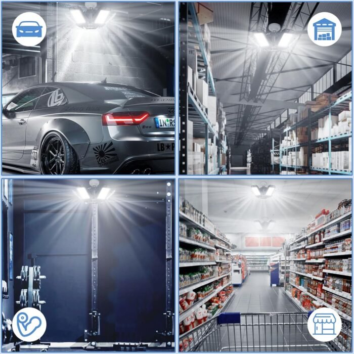 LED Garage Lights Bulb 2 Pack 180W 18000LM 6500K Led Shop Light with 6 Plus 1 Deformable Panels Basement Barn Ceiling Lights E26 and E27 - Image 7