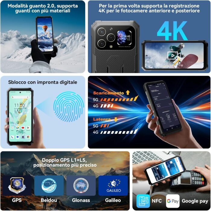 Blackview BL8000 5G Rugged Smartphone, 24GB+512GB SD 2TB Rugged Phones, 6.78" 2.4K 120Hz Android 13 Phones +1.32" Back Display, 50MP+16MP Camera, 8800mAh/33W, IP68 Waterproof, 5G LTE, Fingerprint/NFC - Image 8