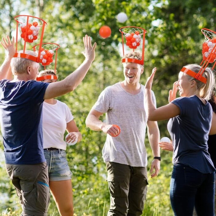 HyDren Head Hoop Basketball Party Game Set for Kids and Adults Carnival Game Portable Adjustable Basket Net Headband with Balls for Birthday Carnival Office Indoor Outdoor Activity Fun Gift (33 Pcs) - Image 6