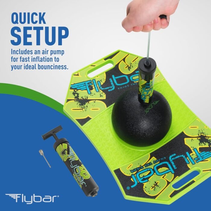 Flybar Pogo Trick Ball for Kids, Trick Bounce Board for Boys and Girls Ages 6+, Up to 160 lbs, Includes Pump, Easy to Carry Handle, Durable Plastic Deck Indoor, Outdoor Toy Pogo Jumper (Green Mean) - Image 2