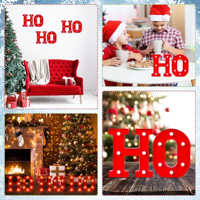 EDYCON Christmas Letter Lights Sign Table Decorations Christmas LED Light up Letters Battery Powered Letter for Home Bar Party Bedroom Tabletop Indoor Decor Gift(HOHOHO) - Image 5