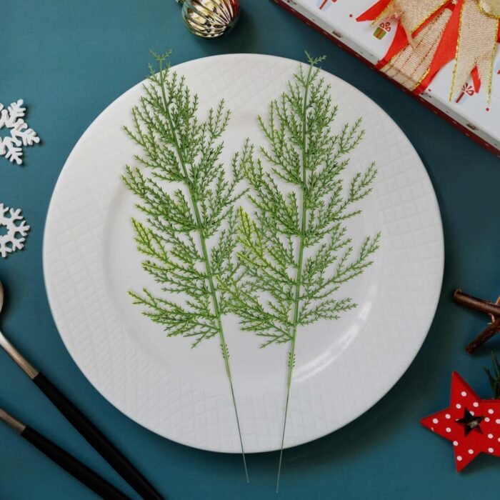 Hananona 40 Pcs Artificial Pine Sprigs Faux Greenery Stems Pine Picks Plastic Christmas Decor - DIY Holiday Accessories (40, Green) - Image 7