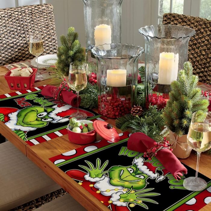 Seliem Christmas Merry Whatever Placemats Set of 4, Xmas Stink Stank Stunk Dining Table Place Mats Home Kitchen Decor, HO Resting Face Winter Holiday Decoration 12 x 18 Inch - Image 4