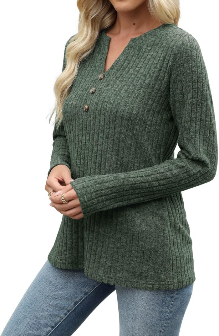 Sweaters for Women Fashion Long Sleeve Tops Pullover V Neck Casual Loose Sweatshirt - Image 3