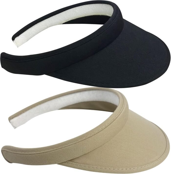 2 Pack Sun Visor Hats Women Men Clip On Wide Brim Visors Hat Outdoor Sports Golf Beach Travel Tennis Caps