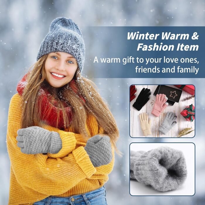 Premillow Winter Gloves Womens, Touchscreen Gloves for Women, Warm Gloves with Elastic Cuff Knit Gloves for Cold Weather - Image 6