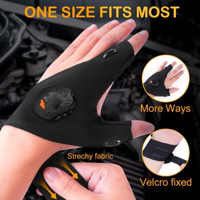 LED Flashlight Gloves Stocking Stuffers For Men Christmas Birthday Gifts For Dad Adults Him Husband Grandpa White Elephant Father's Day Cool Gadgets For Camping Fishing Car Repairing Gloves With Light - Image 6