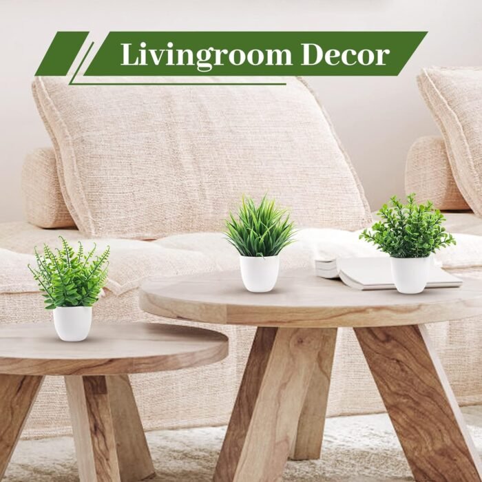 Der Rose 4 Pack Fake Plants Small Artificial Faux Potted Plants for Living Room Home Office Farmhouse Bathroom Kitchen Decor Indoor - Image 5