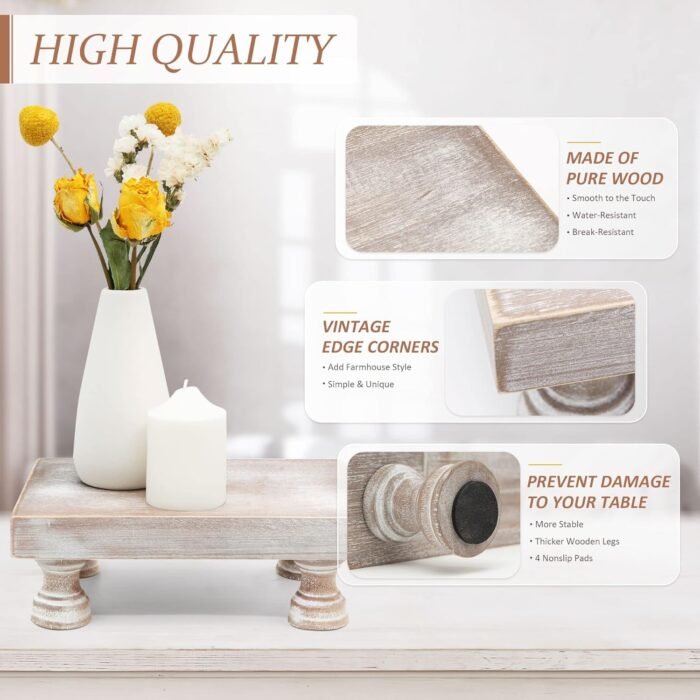 EOSAHR Farmhouse Riser for Room Decor : Decorative Pedestal Stand For Display Your Home Decorations and Uniquely Soap Stand - Rustic Bathroom Counter Tray and Kitchen Decor (Natural Wood) - Image 5