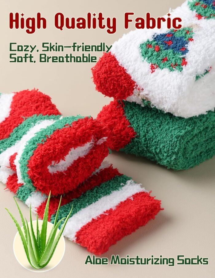 Super Thick Christmas Fuzzy Socks for Women Girls Men Christmas Gifts Stocking Stuffers Fluffy Cozy Aloe Socks Thermal Winter Warm Funny Crazy Cute Holiday Slipper Socks - Image 7