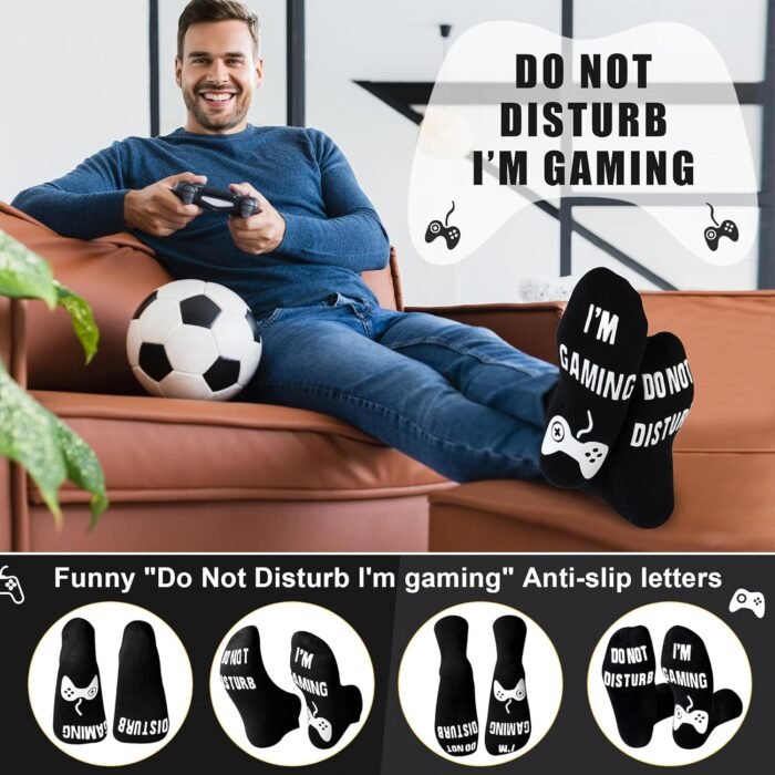 Do Not Disturb I'm Gaming Socks,Christmas Men Gifts For Men,Gamer Socks Gift For Teenage Boys,Gifts For Son,Men,Dad,Husband - Image 2