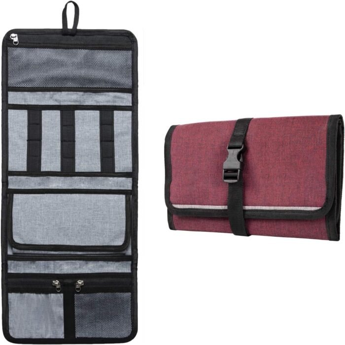 FATMUG Travel Organizer Bag For Small Electronic and Accessories -Gadgets Kit Case Pouch - Maroon