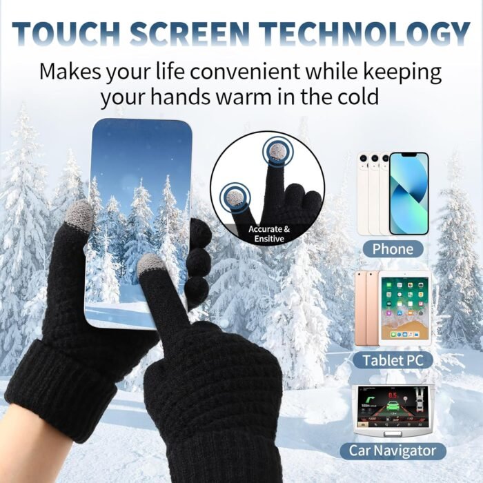 Premillow Winter Gloves Womens, Touchscreen Gloves for Women, Warm Gloves with Elastic Cuff Knit Gloves for Cold Weather - Image 3