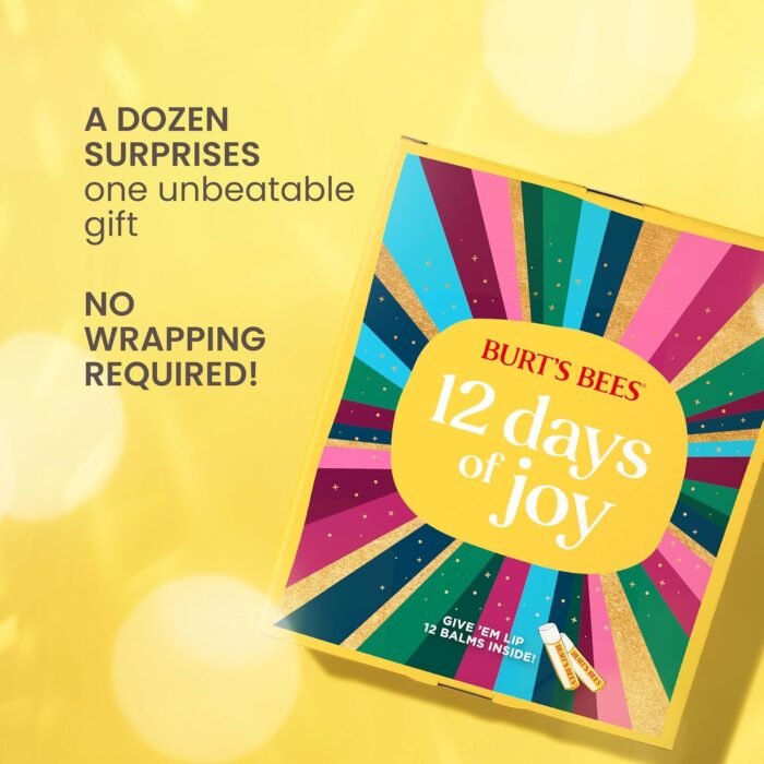 Burt's Bees Christmas Gifts, 12 Days of Joy Lip Balm Advent Calendar Gift Set, Moisturizing Lip Balm Pack Great for Stocking Stuffers, Tint-Free, Natural Origin Lip Treatment (12-Pack) - Image 3