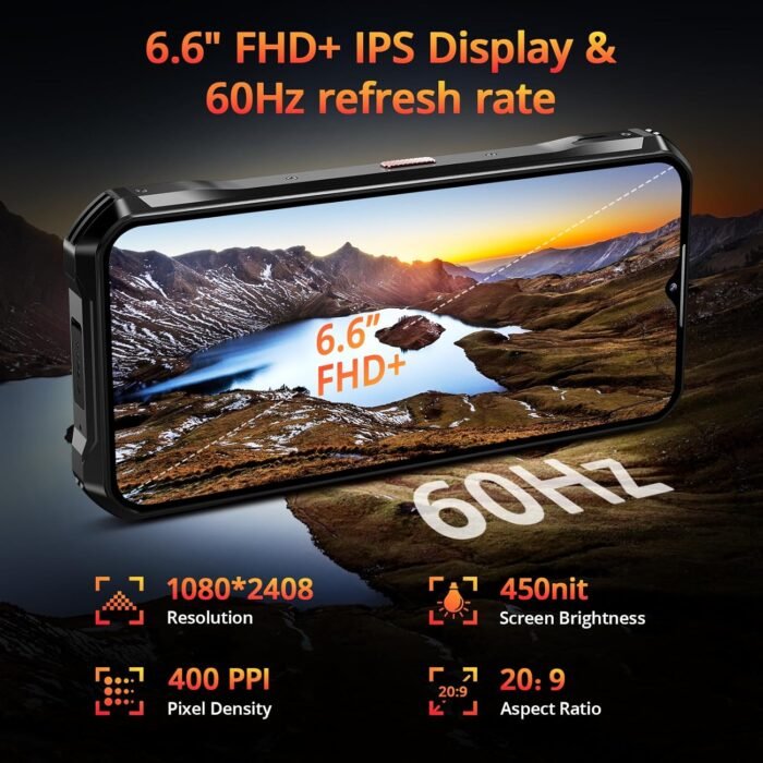 OUKITEL WP33 PRO Rugged Smartphone 5G - 22000mAh(33W), 24GB+256GB, 6.6" FHD+ Cell Phones, Triple 64MP Camera, Dual 5G SIM Android 13 Phone Unlocked, 18W OTG/136dB Loudest Speaker, NFC/GPS/T-Mobile - Image 4